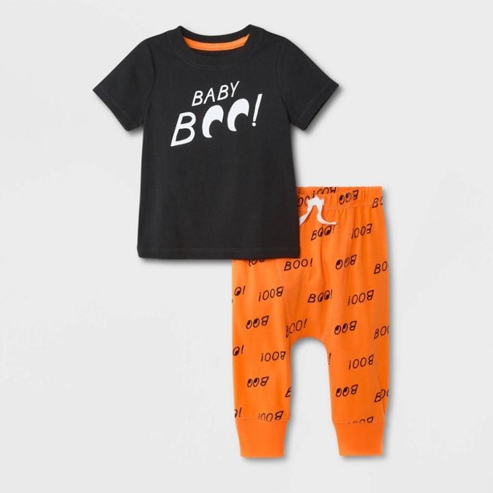 Baby Boys' 'boo' Jersey Top & Bottom Set - Cat & Jack Black