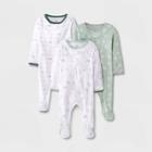 Baby 3pk 'hello Happy' Zip-up Sleep N' Play - Cloud Island Dark Green