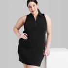 Women's Plus Size Sleeveless Zip-front Bodycon Polo Dress - Wild Fable Black