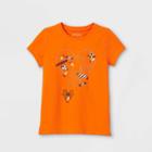 Girls' Halloween 'spiderweb Heart' Short Sleeve Graphic T-shirt - Cat & Jack Orange