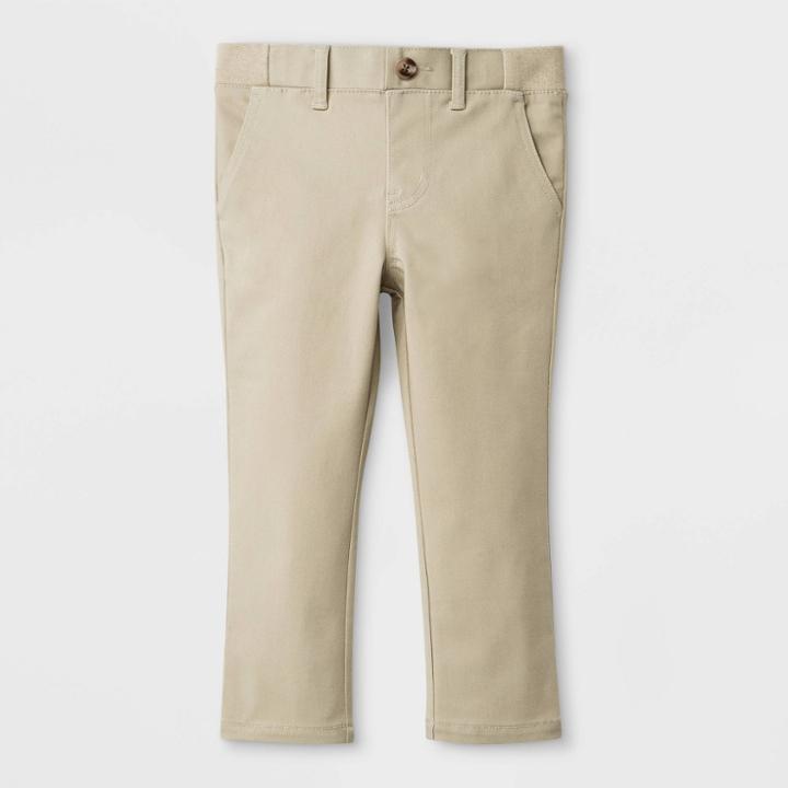 Toddler Boys' Uniform Straight Fit Chino Pants With Rib Waistband - Cat & Jack Khaki (green)