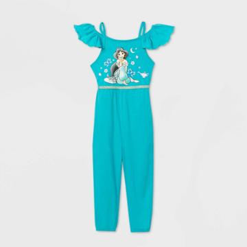 Disney Princess Toddler Girls' Disney Sleeveless Princess Jasmine Romper - Aqua