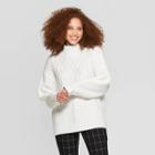 Women's Long Sleeve Mock Turtleneck Pullover Sweater - A New Day Off-white Xs, Women's, Beige