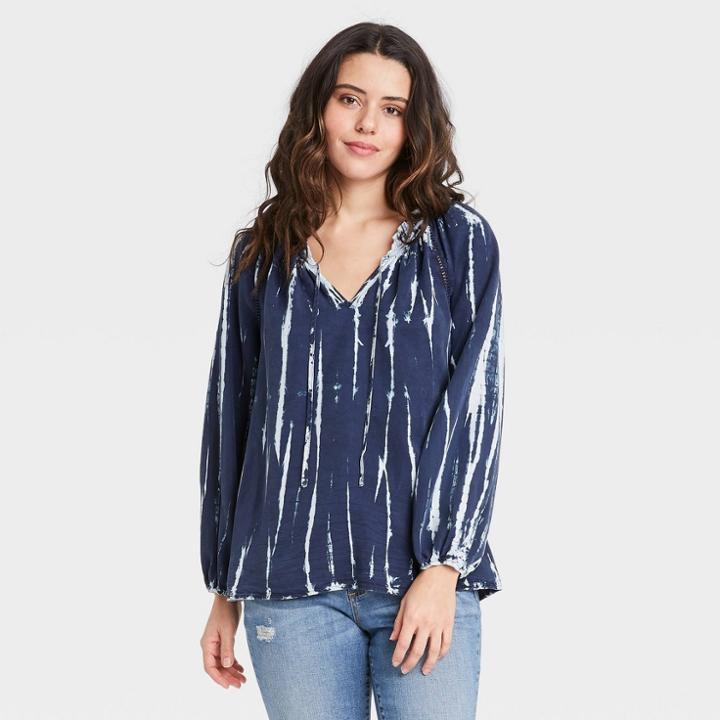 Women's Long Sleeve Ruffle Top - Knox Rose Navy