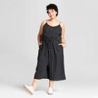 Women's Plus Size Striped Jumpsuit - Universal Thread Black