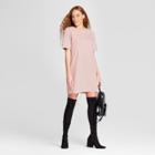 Women's French Terry Lace-up Sleeve Shift Dress - Alison Andrews Pink