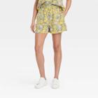 Women's High-rise Pull-on Shorts - Universal Thread Yellow Floral Print