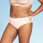 Women's Plus Size Lace-up Cheeky Hipster Bikini Bottom - Xhilaration Multi Stripe 14w, Women's,
