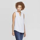 Women's V-neck Tank Top With Lace Back - Knox Rose Blue