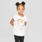 Toddler Girls' Short Sleeve Heart T-shirt - Cat & Jack Almond Cream