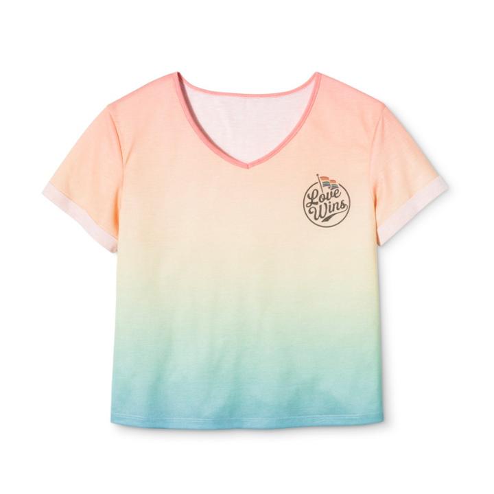 Well Worn Pride Adult Short Sleeve Love Wins Dyed T- Shirt - Rainbow M, Adult Unisex,