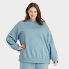 Women's Plus Size Oversized Sweatshirt - A New Day Blue