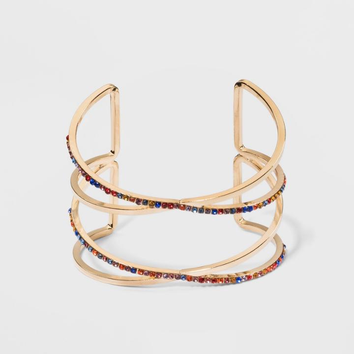 Sugarfix By Baublebar Double-cross Crystal Cuff Bracelet - Rainbow, Girl's