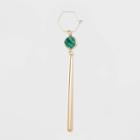 Semi-precious Stone Malachite And Metal Drop Octagon-wire Hoop Earrings - A New Day Green, Women's