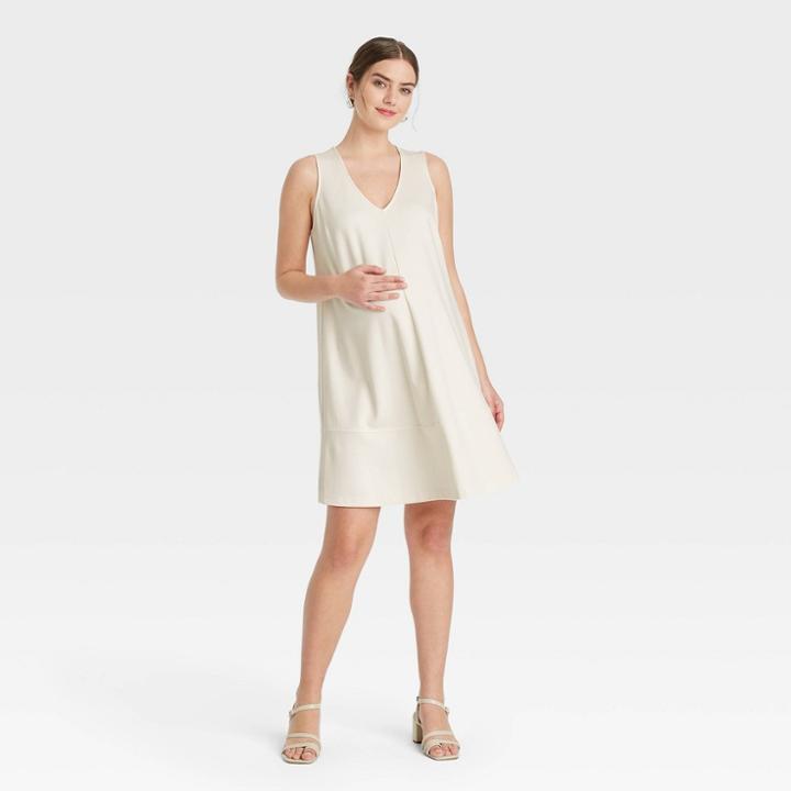 The Nines By Hatch Sleeveless Ponte Maternity Dress Cream