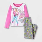 Girls' Jojo Siwa 2pc Fleece Pajama Set - Pink/gray