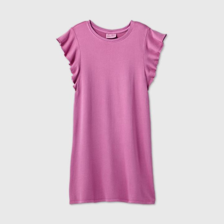 Women's Flutter Short Sleeve T-shirt Dress - Universal Thread Pink