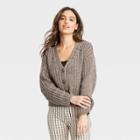 Women's Ribbed Cardigan - A New Day Brown