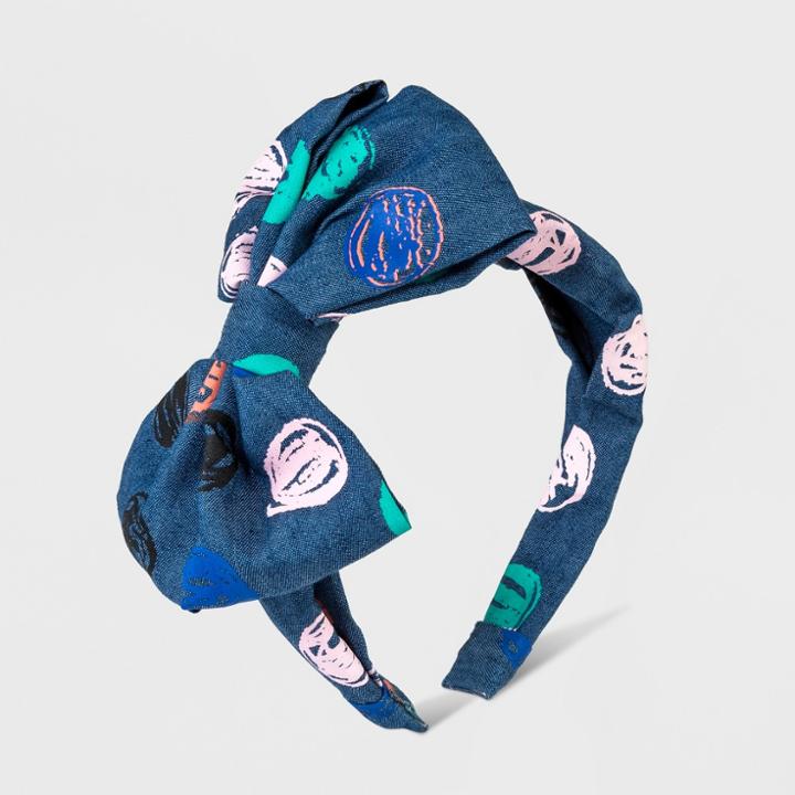 Girls' Printed Chambray Headband - Cat & Jack Blue,