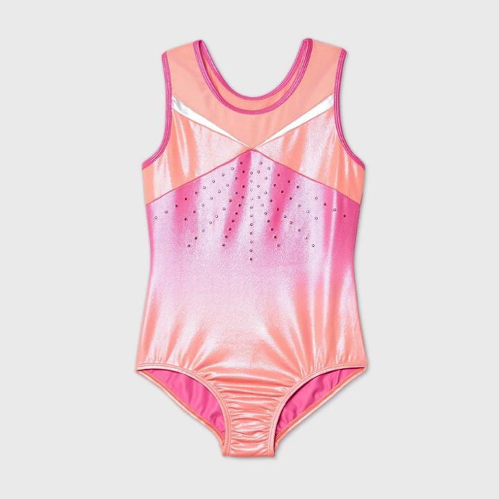 Girls' Ombre Gymnastics Leotard - More Than Magic Orange/pink