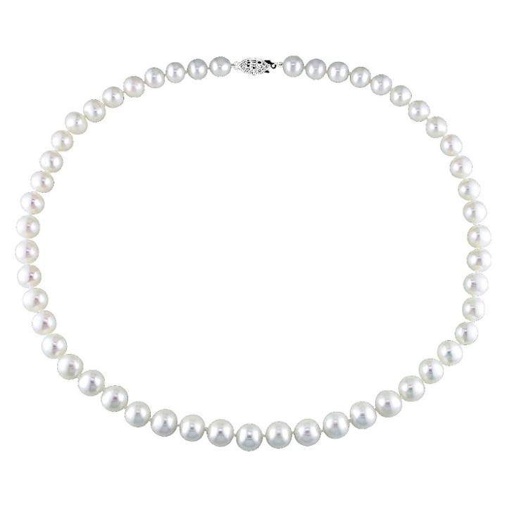 No Brand 7.5-8mm Cultured Freshwater Pearl Necklace In Sterling Silver - 18 - White, Women's