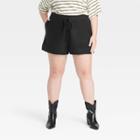 Women's Plus Size High-rise Tie-front Jogger Shorts - Universal Thread Black