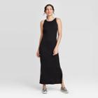 Women's Sleeveless Rib Knit Dress - A New Day Black