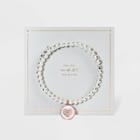 No Brand Rose Gold Two-tone Beaded Bracelet With Heart Charm - White