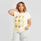 Women's Plus Size Botanical Flowers Short Sleeve T-shirt - Fifth Sun (juniors') - Beige 1x, Women's,