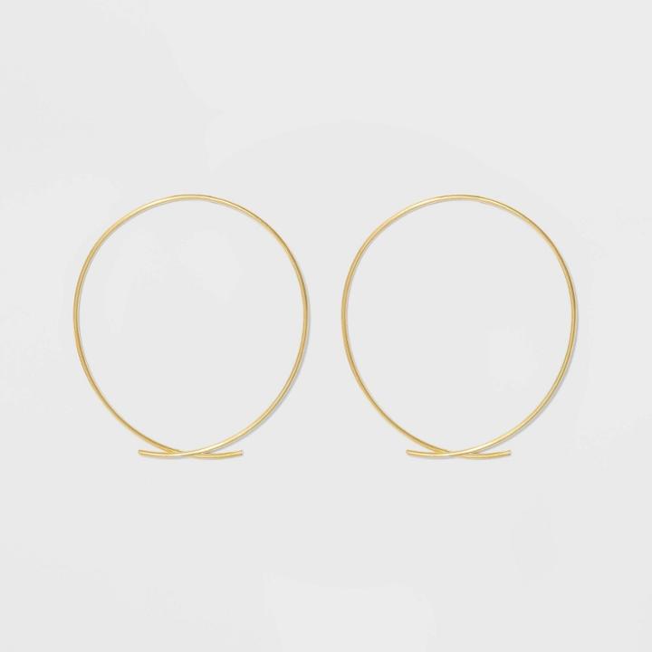 Circle Wire Hoop With A Criss Cross Yellow Gold Over Sterling Silver Earrings - A New Day Gold