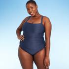 Women's Plus Size Basket Weave Classic One Piece Swimsuit - Kona Sol Navy