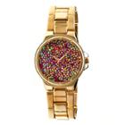 Women's Boum Cachet Watch With Custom Stone-inlaid Dial-gold/red, Gold