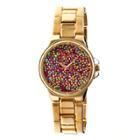 Women's Boum Cachet Watch With Custom Stone-inlaid Dial-gold/red, Gold