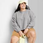 Women's Plus Size Raw Hem Cropped Sweatshirt - Wild Fable Gray
