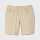 French Toast Girls' Uniform Pull-on Shorts With Knit Waistband - Khaki