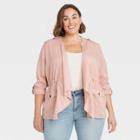 Women's Plus Size Long Sleeve Drapey Cargo Wrap Jacket - Knox Rose Pink