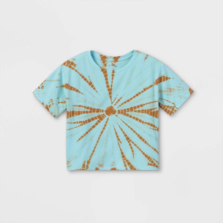 Girls' Boxy Tie-dye Short Sleeve T-shirt - Art Class Blue