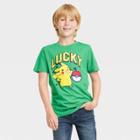 Pokemon Boys' Pokmon 'lucky Flip' St. Patrick's Short Sleeve Graphic T-shirt - Heather Green