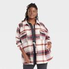 Women's Plus Size Button-down Shacket Blazer - Universal Thread Red Plaid
