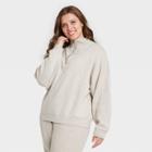 Women's Plus Size Mock Turtleneck Cozy Quarter Zip Pullover Sweater - Universal Thread Cream