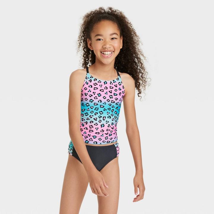 Girls' Magical Animal Ombre Bow Back Tankini Set - Cat & Jack