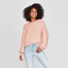 Women's Long Sleeve Crewneck Pullover Sweater - Knox Rose Pink