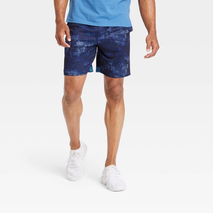 Men's Camo Print Training Shorts - All In Motion Blue Camo