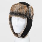Men's Solid Twill Nylon Faux Fur Trapper Hat - Goodfellow & Co Black