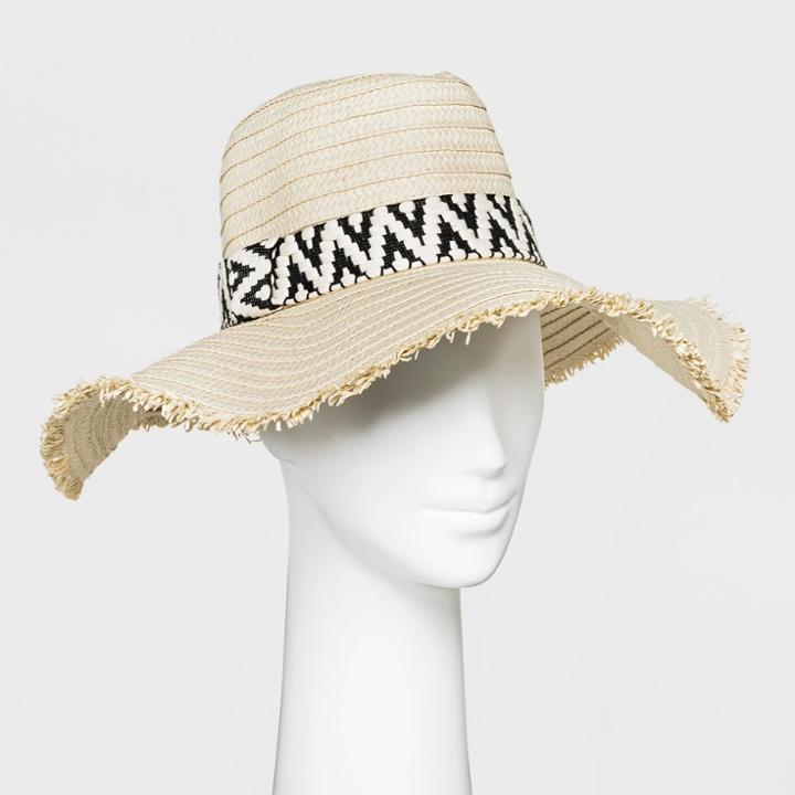 Women's Straw Panama Hat - A New Day Natural/black