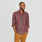 Men's Plaid Standard Fit Long Sleeve 1-pocket Flannel Button-down Shirt - Goodfellow & Co Red S, Men's,