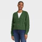Women's Button-front Cable Stitch Cardigan - Universal Thread Green