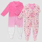 Honest Baby 2pk Organic Cotton Footed Sleep N' Play - Pink Newborn