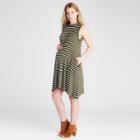 Maternity Striped Mock Swing Dress - Expected By Lilac Olive/ivory L, Women's, Green White