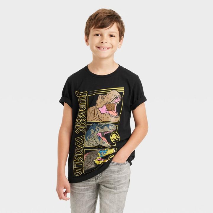 Boys' Jurassic World Dino Trio Short Sleeve Graphic T-shirt - Black